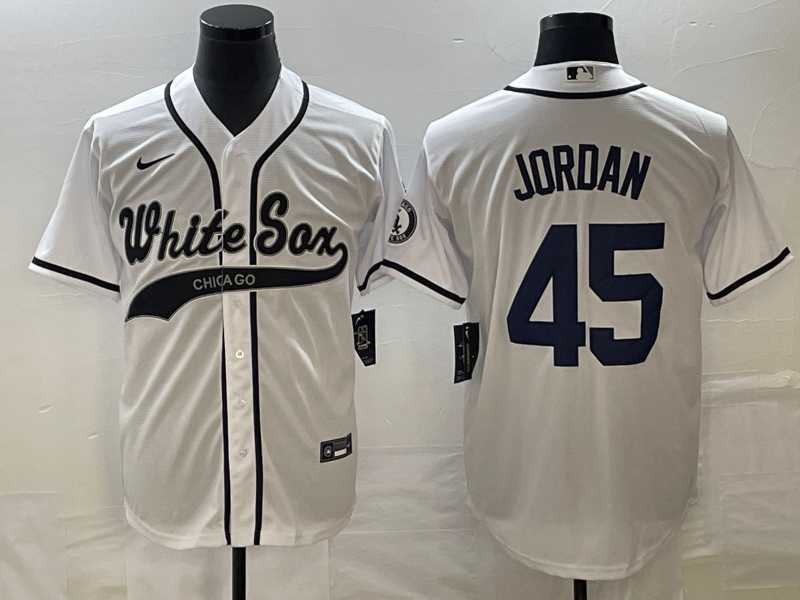 Men's Chicago White Sox #45 Michael Jordan White Cool Base Stitched Jersey